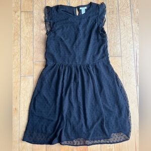 H&M Sleeveless Black Mesh Polka Dot Dress Size 6